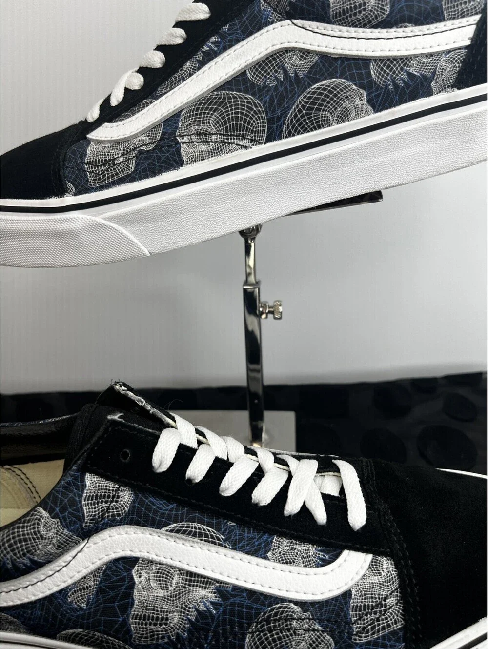 Vans Old Skool Wireframe Skull Print Sneakers Men's 11.5 Blue Black EU45